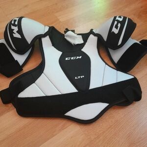 CCM LTP Hockey Shoulder Pads, Junior, Small, White&Black